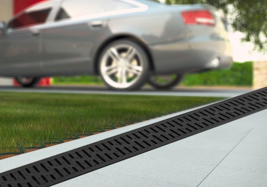 UHNL  PP Plastic Drainage Channel EN1433 Class A15-1m complete with Black Plastic Grate