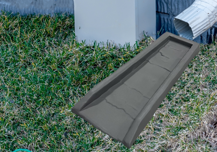 UHNL Grey Plastic Vinyl Splash Block for Your Home Protect Building Foundation as well as Surrounding Landscape