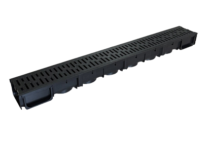 UHNL  PP Plastic Drainage Channel EN1433 Class A15-1m complete with Black Plastic Grate