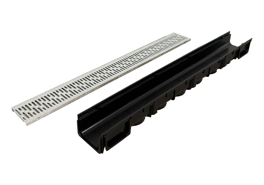 Factory Direct Plastic Drainage Channel with Galvanized Grate for Wholesale and Custom Projects