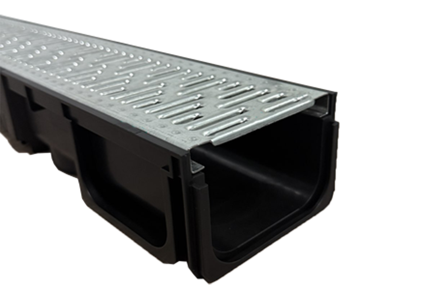 Factory Direct Plastic Drainage Channel with Galvanized Grate for Wholesale and Custom Projects